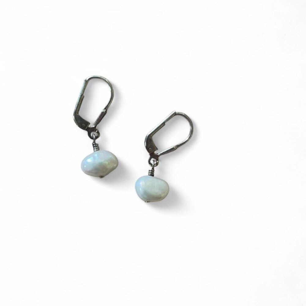 Sterling Silver freshwater pearl hoop earrings